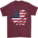 Torn USA Flag Independance Day Football Mens T-Shirt 100% Cotton Maroon