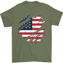 Torn USA Flag Independance Day Football Mens T-Shirt 100% Cotton Military Green