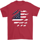 Torn USA Flag Independance Day Football Mens T-Shirt 100% Cotton Red