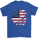 Torn USA Flag Independance Day Football Mens T-Shirt 100% Cotton Royal Blue