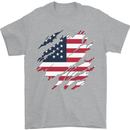 Torn USA Flag Independance Day Football Mens T-Shirt 100% Cotton Sports Grey