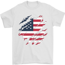 Torn USA Flag Independance Day Football Mens T-Shirt 100% Cotton White