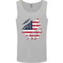 Torn USA Flag Independance Day Football Mens Vest Tank Top Sports Grey