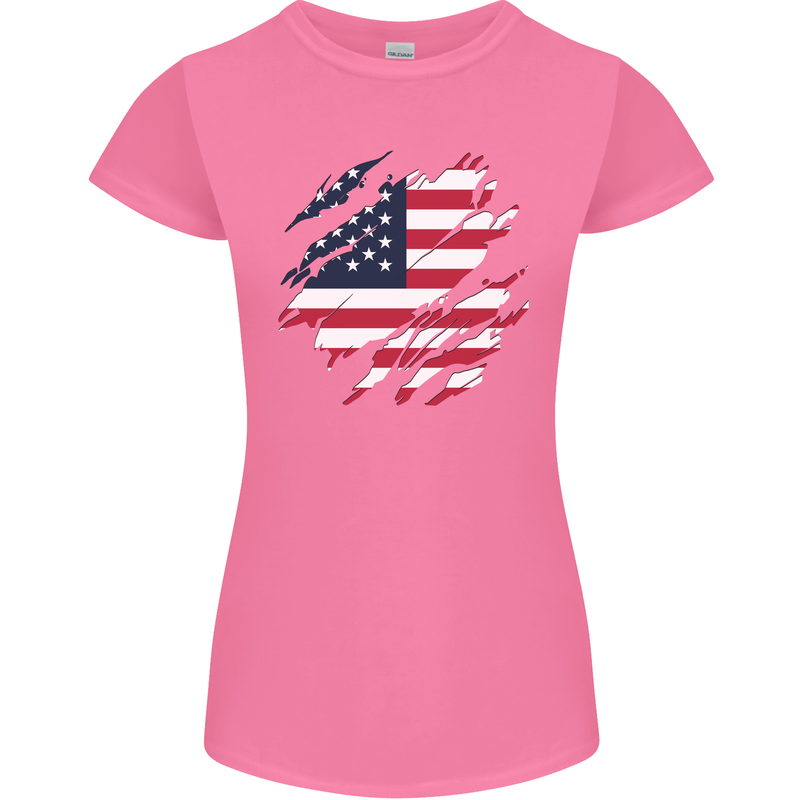 Torn USA Flag Independance Day Football Womens Petite Cut T-Shirt Azalea