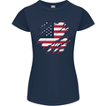 Torn USA Flag Independance Day Football Womens Petite Cut T-Shirt Navy Blue