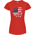 Torn USA Flag Independance Day Football Womens Petite Cut T-Shirt Red