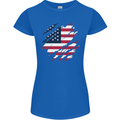 Torn USA Flag Independance Day Football Womens Petite Cut T-Shirt Royal Blue