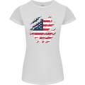 Torn USA Flag Independance Day Football Womens Petite Cut T-Shirt White