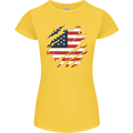 Torn USA Flag Independance Day Football Womens Petite Cut T-Shirt Yellow