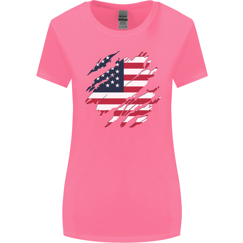 Torn USA Flag Independance Day Football Womens Wider Cut T-Shirt Azalea