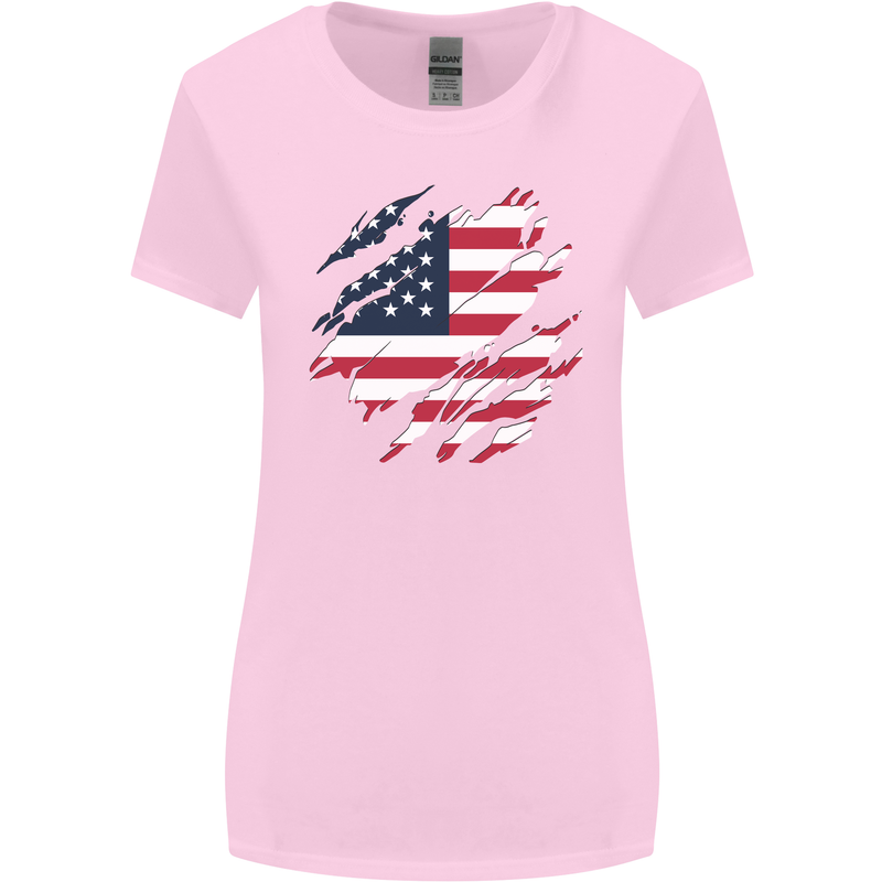 Torn USA Flag Independance Day Football Womens Wider Cut T-Shirt Light Pink