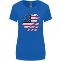 Torn USA Flag Independance Day Football Womens Wider Cut T-Shirt Royal Blue