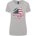 Torn USA Flag Independance Day Football Womens Wider Cut T-Shirt Sports Grey