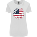 Torn USA Flag Independance Day Football Womens Wider Cut T-Shirt White