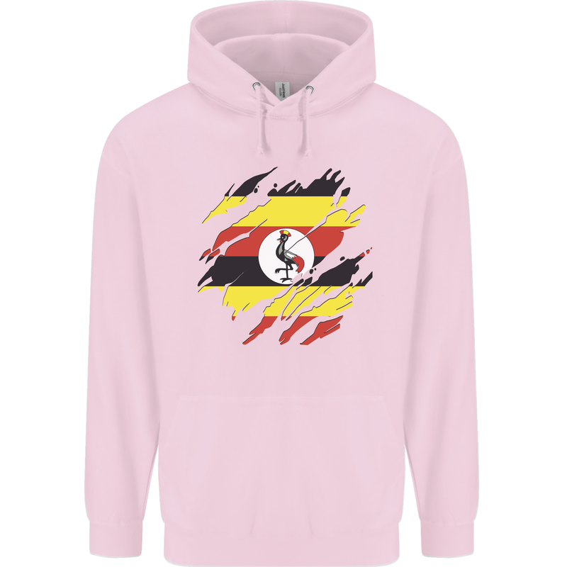 Torn Uganda Flag Ugandan Day Football Childrens Kids Hoodie Light Pink