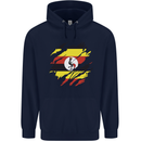 Torn Uganda Flag Ugandan Day Football Childrens Kids Hoodie Navy Blue