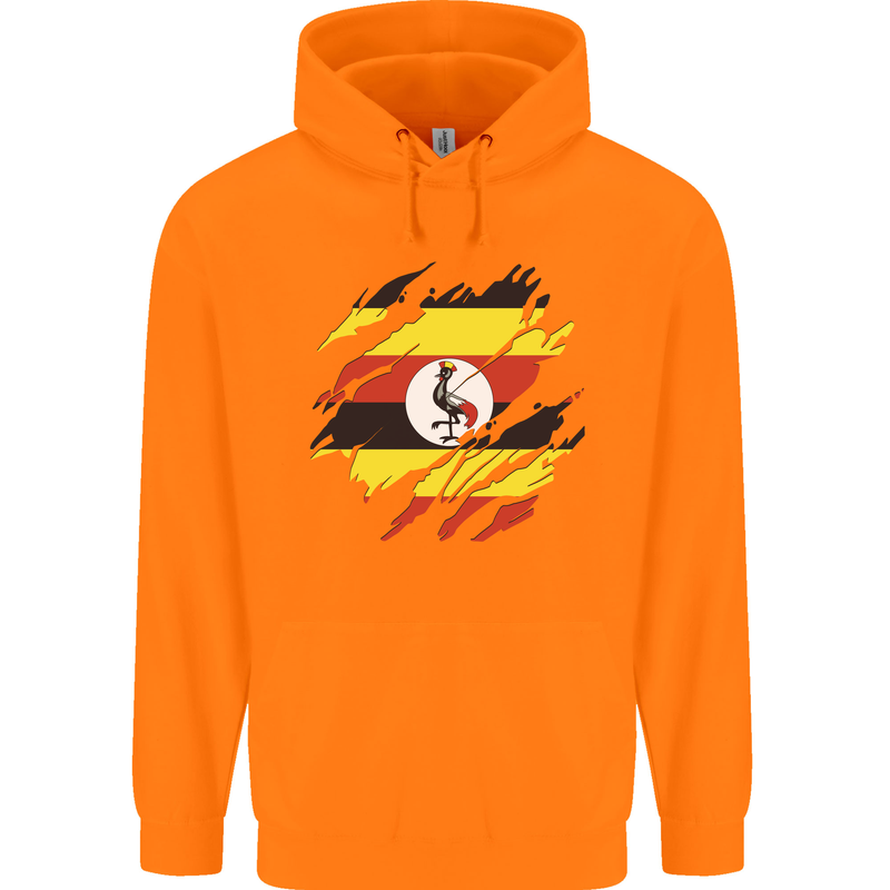 Torn Uganda Flag Ugandan Day Football Childrens Kids Hoodie Orange