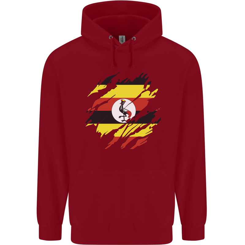 Torn Uganda Flag Ugandan Day Football Childrens Kids Hoodie Red