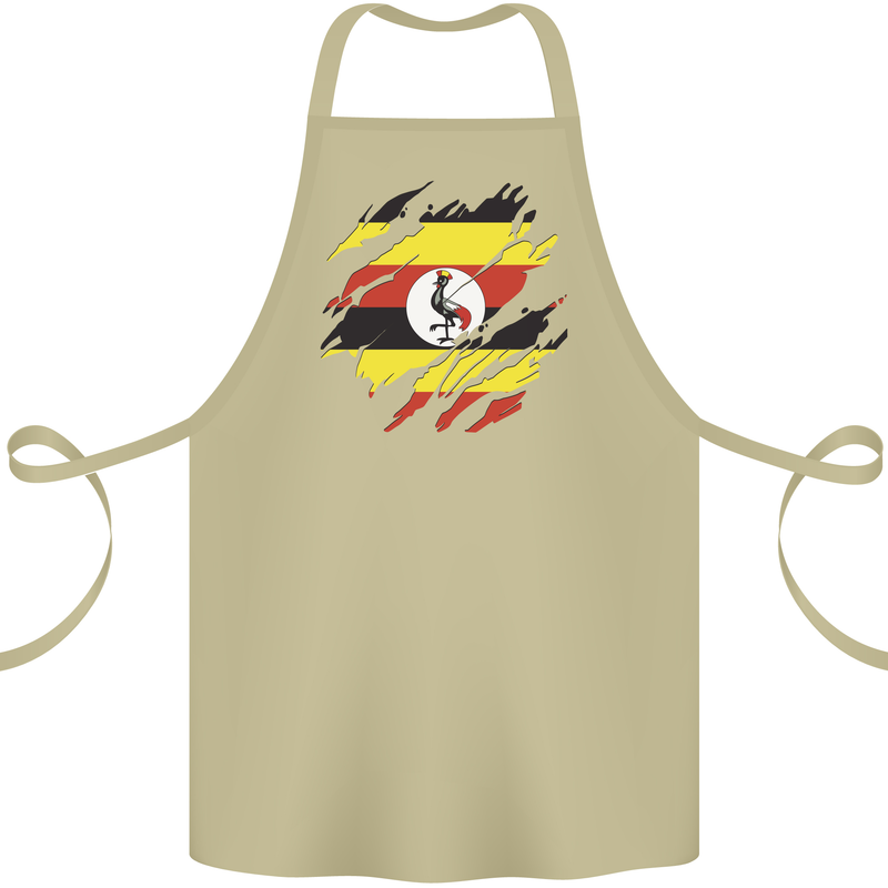 Torn Uganda Flag Ugandan Day Football Cotton Apron 100% Organic Khaki