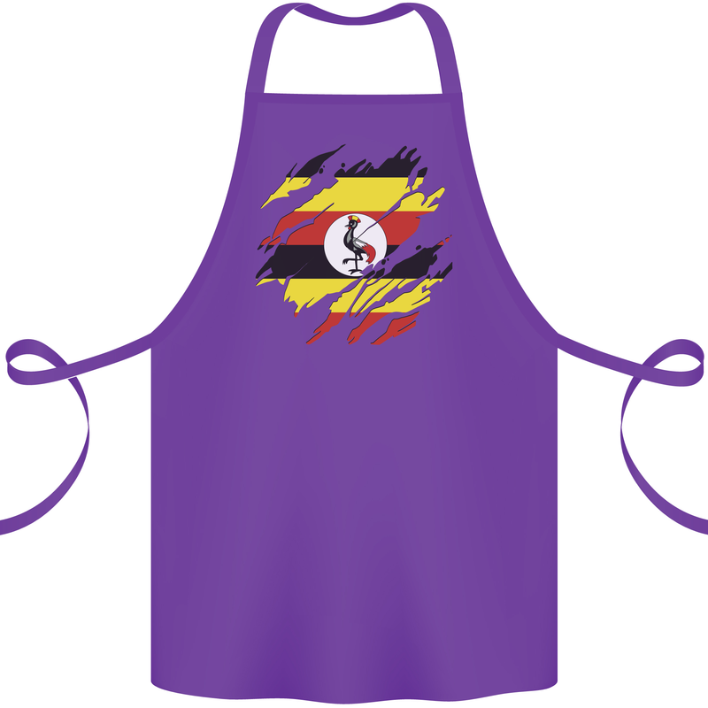 Torn Uganda Flag Ugandan Day Football Cotton Apron 100% Organic Purple