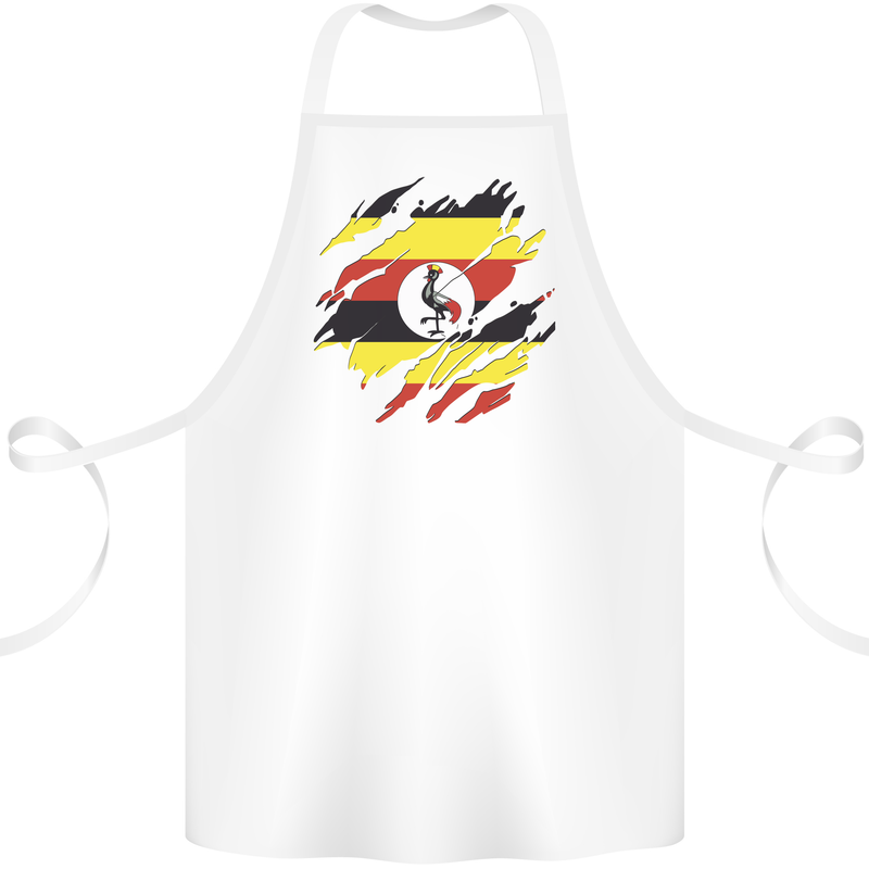 Torn Uganda Flag Ugandan Day Football Cotton Apron 100% Organic White
