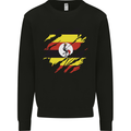 Torn Uganda Flag Ugandan Day Football Kids Sweatshirt Jumper Black