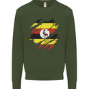 Torn Uganda Flag Ugandan Day Football Kids Sweatshirt Jumper Forest Green