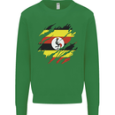 Torn Uganda Flag Ugandan Day Football Kids Sweatshirt Jumper Irish Green