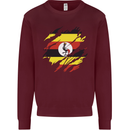 Torn Uganda Flag Ugandan Day Football Kids Sweatshirt Jumper Maroon