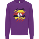 Torn Uganda Flag Ugandan Day Football Kids Sweatshirt Jumper Purple