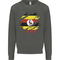 Torn Uganda Flag Ugandan Day Football Kids Sweatshirt Jumper Storm Grey