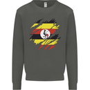 Torn Uganda Flag Ugandan Day Football Kids Sweatshirt Jumper Storm Grey