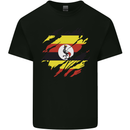 Torn Uganda Flag Ugandan Day Football Kids T-Shirt Childrens Black