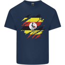 Torn Uganda Flag Ugandan Day Football Kids T-Shirt Childrens Navy Blue