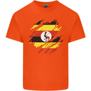 Torn Uganda Flag Ugandan Day Football Kids T-Shirt Childrens Orange