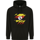 Torn Uganda Flag Ugandan Day Football Mens 80% Cotton Hoodie Black