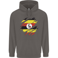 Torn Uganda Flag Ugandan Day Football Mens 80% Cotton Hoodie Charcoal