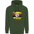 Torn Uganda Flag Ugandan Day Football Mens 80% Cotton Hoodie Forest Green