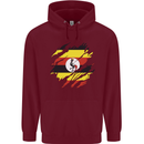 Torn Uganda Flag Ugandan Day Football Mens 80% Cotton Hoodie Maroon