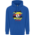 Torn Uganda Flag Ugandan Day Football Mens 80% Cotton Hoodie Royal Blue