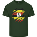 Torn Uganda Flag Ugandan Day Football Mens Cotton T-Shirt Tee Top Forest Green