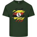 Torn Uganda Flag Ugandan Day Football Mens Cotton T-Shirt Tee Top Forest Green