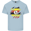 Torn Uganda Flag Ugandan Day Football Mens Cotton T-Shirt Tee Top Light Blue