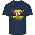 Torn Uganda Flag Ugandan Day Football Mens Cotton T-Shirt Tee Top Navy Blue