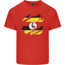 Torn Uganda Flag Ugandan Day Football Mens Cotton T-Shirt Tee Top Red