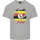 Torn Uganda Flag Ugandan Day Football Mens Cotton T-Shirt Tee Top Sports Grey