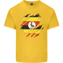 Torn Uganda Flag Ugandan Day Football Mens Cotton T-Shirt Tee Top Yellow