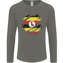 Torn Uganda Flag Ugandan Day Football Mens Long Sleeve T-Shirt Charcoal