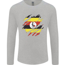 Torn Uganda Flag Ugandan Day Football Mens Long Sleeve T-Shirt Sports Grey