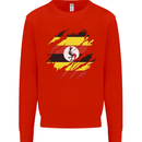 Torn Uganda Flag Ugandan Day Football Mens Sweatshirt Jumper Bright Red
